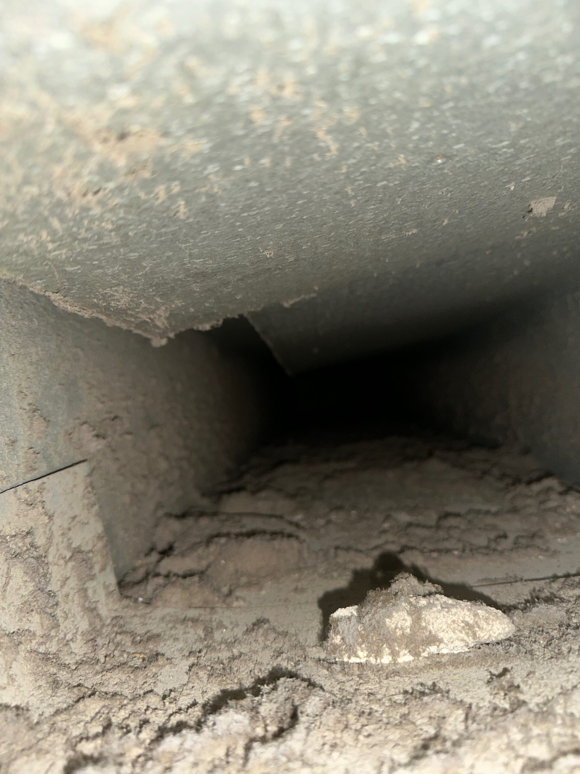 Dirty air duct before cleaning
